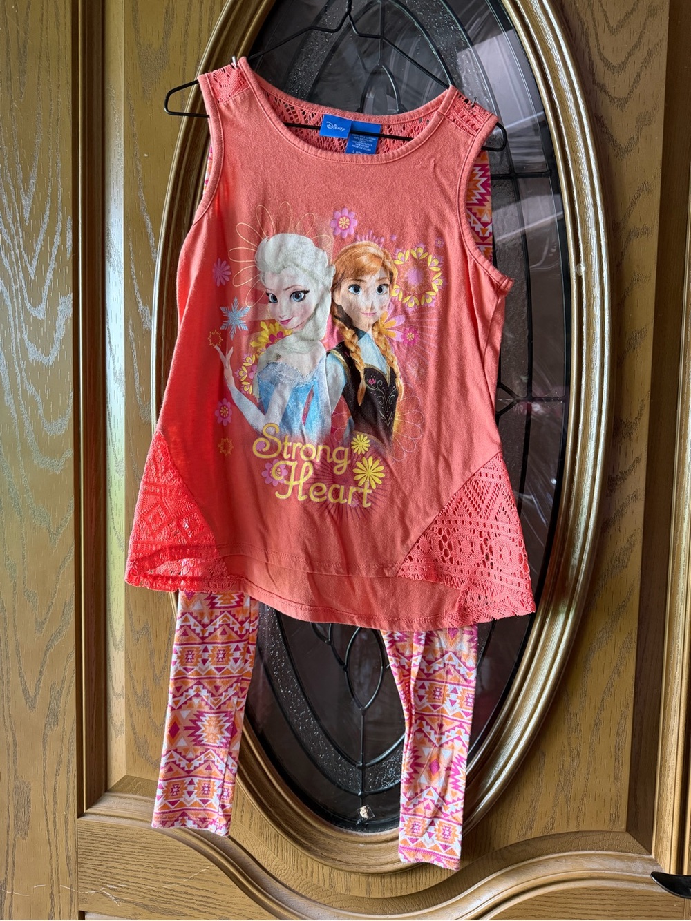 Disney Coral Lace-Back Tank Top with Floral Detail
